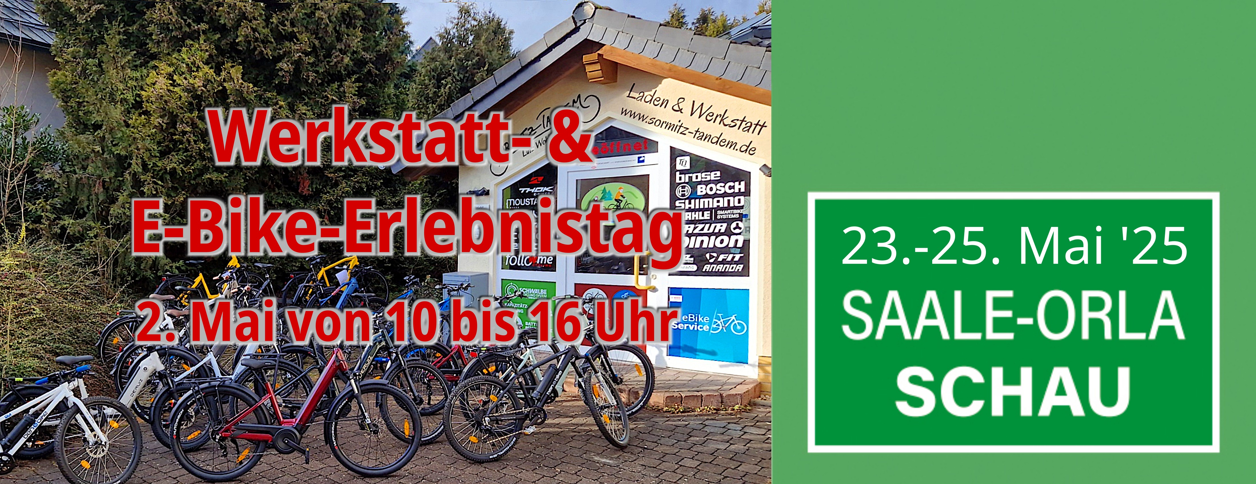Ankündigung Werkstatt- u. E-Bike-Erlebnistag sowie Teilnahme an Saale-Orla-Schau